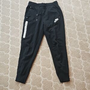 Nike Black Sweatpants with White Logo, Size Small